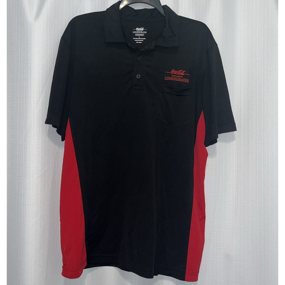 COCA-COLA Merchandiser Employee‎ Uniform Polo Shirt Short Slv Black Size L Large